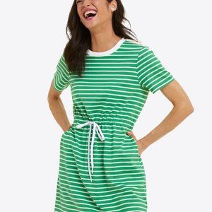 Draper James Tie-Waist T-Shirt Dress in Green Nautical Stripe 3X Plus